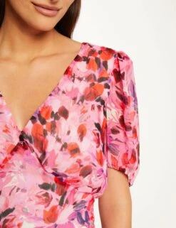 Robe Cintrée Col En V Imprimé Floral Multico Femme -EllePort Soldes robe cintree col en v imprime floral multico femme vue6 32536300951350900