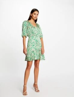 Robe Cintrée Dos Ouvert Satin Imprimée Multico Femme -EllePort Soldes robe cintree dos ouvert satin imprimee multico femme vue5 32536300954950900