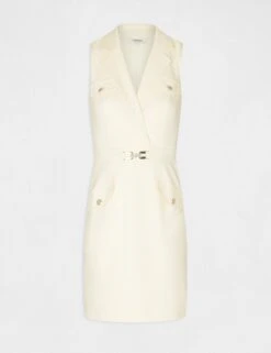 Robe Droite Avec Ornement Métallique Jaune Paille Femme -EllePort Soldes robe droite avec ornement metallique jaune paille femme vue3 32536300896940402