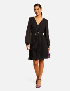 Robe Droite Fluide Avec Bas Plissé Marine Femme 9 Robe Droite Fluide Avec Bas Plissé Marine Femme -EllePort Soldes robe droite fluide avec bas plisse marine femme vue5 32536300931740301