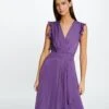 Robe Droite Fluide Sans Manches Violet Fonce Femme