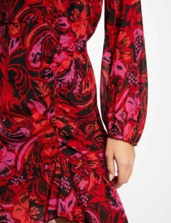 Robe Droite Froncée Imprimé Végétal Multico Femme 8 Robe Droite Froncée Imprimé Végétal Multico Femme -EllePort Soldes robe droite froncee imprime vegetal multico femme vue6 32536300936690900