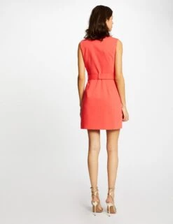 Robe Droite Sans Manches Ceinturée Rouge Femme -EllePort Soldes robe droite sans manches ceinturee rouge femme vue2 32536300886140500