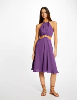 Robe évasée Avec Anneau Et Ouvertures Violet Fonce Femme -EllePort Soldes robe evasee avec anneau et ouvertures violet fonce femme vue5 32536300930860311