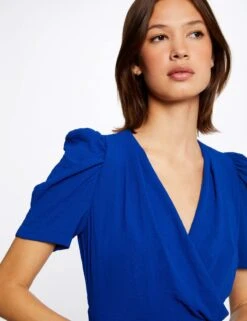 Robe évasée Avec Col Cache-coeur Bleu Electrique Femme 8 Robe évasée Avec Col Cache-coeur Bleu Electrique Femme -EllePort Soldes robe evasee avec col cache coeur bleu electrique femme vue6 32536300886190314