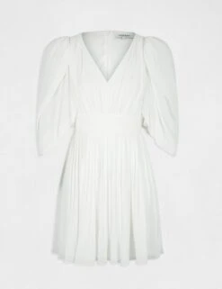 Robe évasée Avec Manches Bouffantes Ecru Femme -EllePort Soldes robe evasee avec manches bouffantes ecru femme vue3 32536300938570201