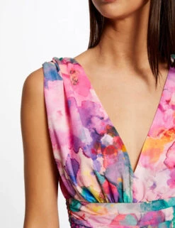 Robe Longue Cintrée Imprimé Floral Multico Femme -EllePort Soldes robe longue cintree imprime floral multico femme vue4 32536300939070900