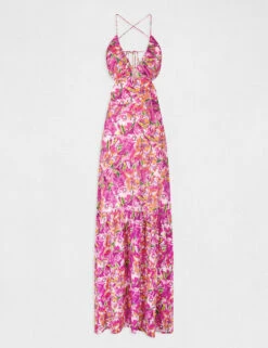 Robe Longue Droite Imprimé Floral Multico Femme -EllePort Soldes robe longue droite imprime floral multico femme vue3 32536300947250900