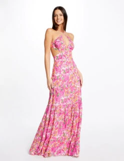 Robe Longue Droite Imprimé Floral Multico Femme -EllePort Soldes robe longue droite imprime floral multico femme vue5 32536300947250900