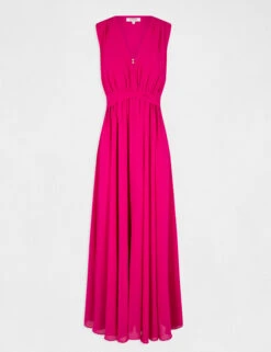 Robe Longue évasée Fendue Rose Fonce Femme -EllePort Soldes robe longue evasee fendue rose fonce femme vue3 32536300931710515
