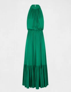 Robe Longue évasée Fluide Vert Femme -EllePort Soldes robe longue evasee fluide vert femme vue3 32536300901850600