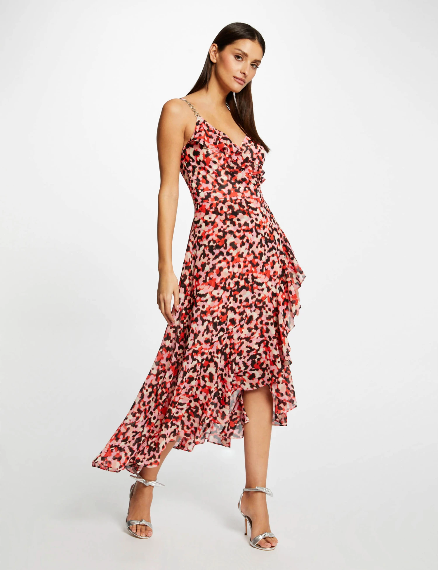 Robe Longue évasée Imprimé Abstrait Rose Femme 1 Robe Longue évasée Imprimé Abstrait Rose Femme