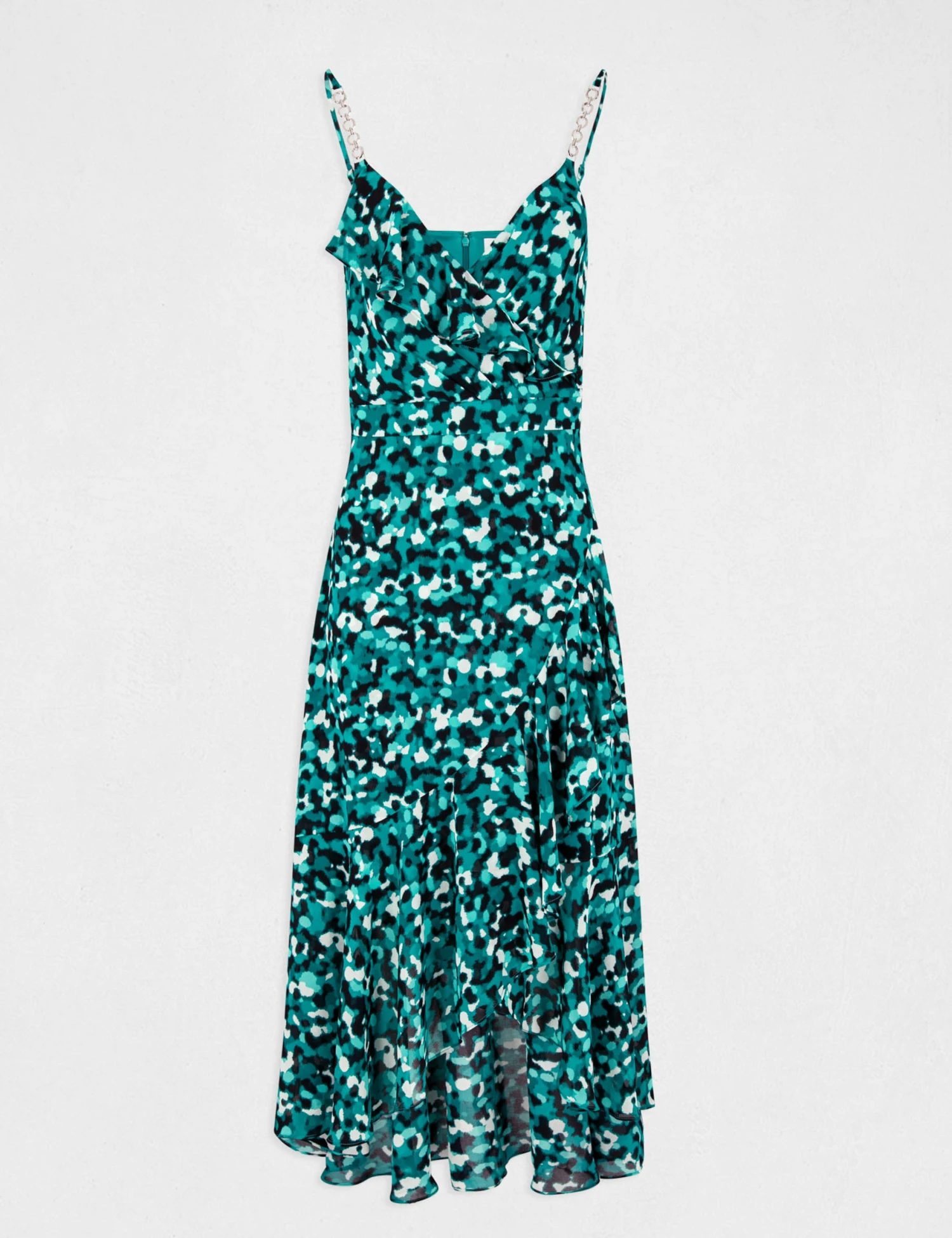 Robe Longue évasée Imprimé Abstrait Vert Femme 5 Robe Longue évasée Imprimé Abstrait Vert Femme – Image 5