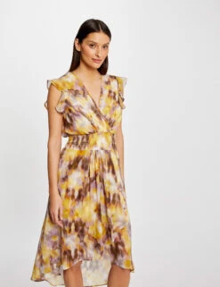 Robe Midi Cintrée Imprimé Abstrait Multico Femme