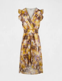 Robe Midi Cintrée Imprimé Abstrait Multico Femme -EllePort Soldes robe midi cintree imprime abstrait multico femme vue3 32536300939270900