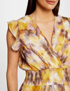 Robe Midi Cintrée Imprimé Abstrait Multico Femme -EllePort Soldes robe midi cintree imprime abstrait multico femme vue6 32536300939270900