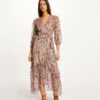 Robe Midi Portefeuille Imprimé Floral Multico Femme