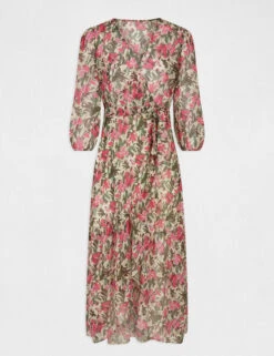 Robe Midi Portefeuille Imprimé Floral Multico Femme -EllePort Soldes robe midi portefeuille imprime floral multico femme vue3 32536300946610900