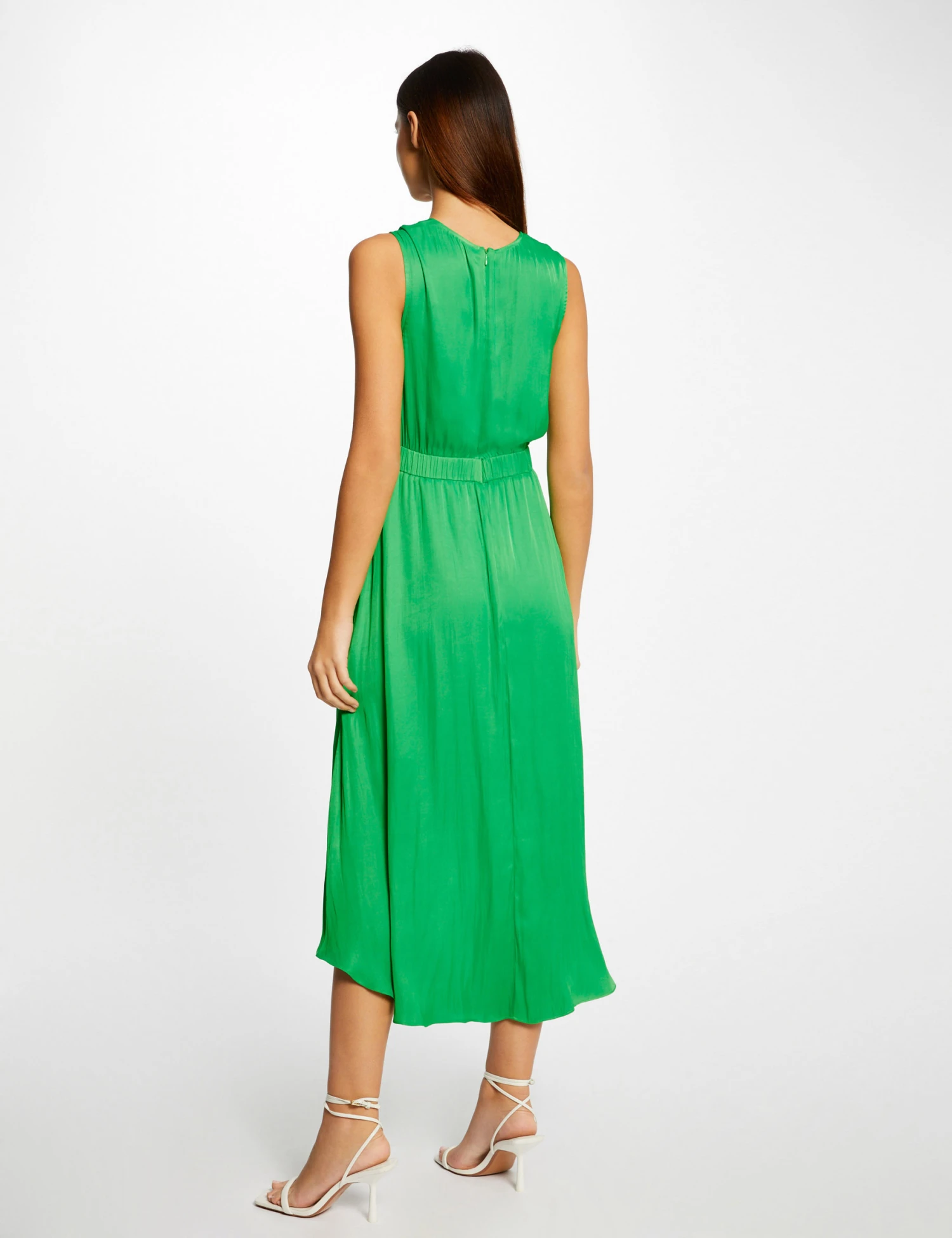 Robe Midi Trapèze Asymétrique Vert Femme 2 Robe Midi Trapèze Asymétrique Vert Femme – Image 2