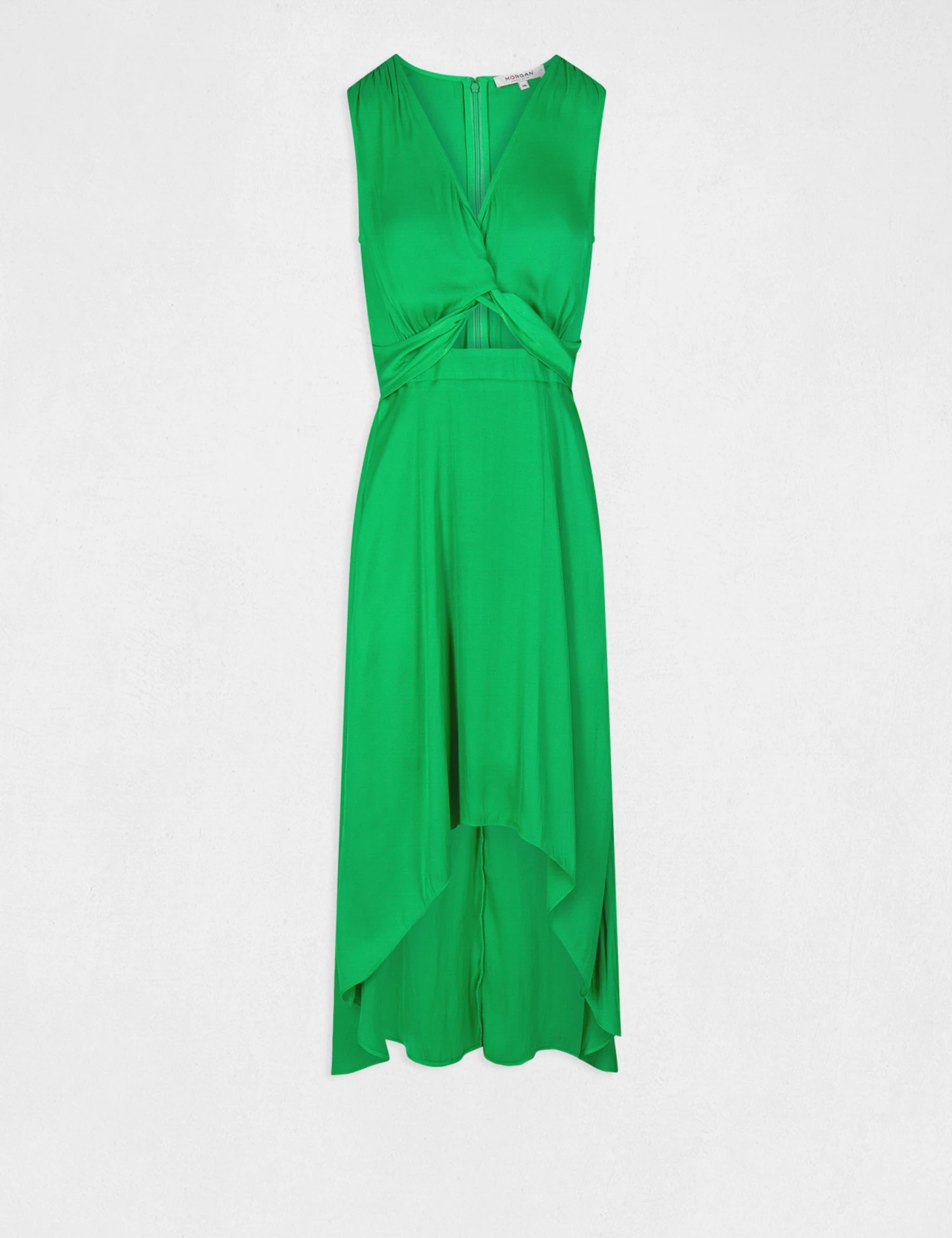 Robe Midi Trapèze Asymétrique Vert Femme 4 Robe Midi Trapèze Asymétrique Vert Femme – Image 4