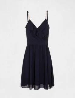 Robe Patineuse Avec Col Cache-coeur Marine Femme -EllePort Soldes robe patineuse avec col cache coeur marine femme vue3 32536300931690301