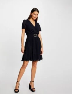 Robe Patineuse Bas Plissé Marine Femme -EllePort Soldes robe patineuse bas plisse marine femme vue5 32536300950610301