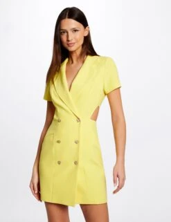 Robe Portefeuille Avec Ouvertures Jaune Femme