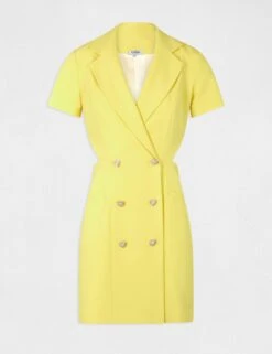Robe Portefeuille Avec Ouvertures Jaune Femme -EllePort Soldes robe portefeuille avec ouvertures jaune femme vue3 32536300947220400