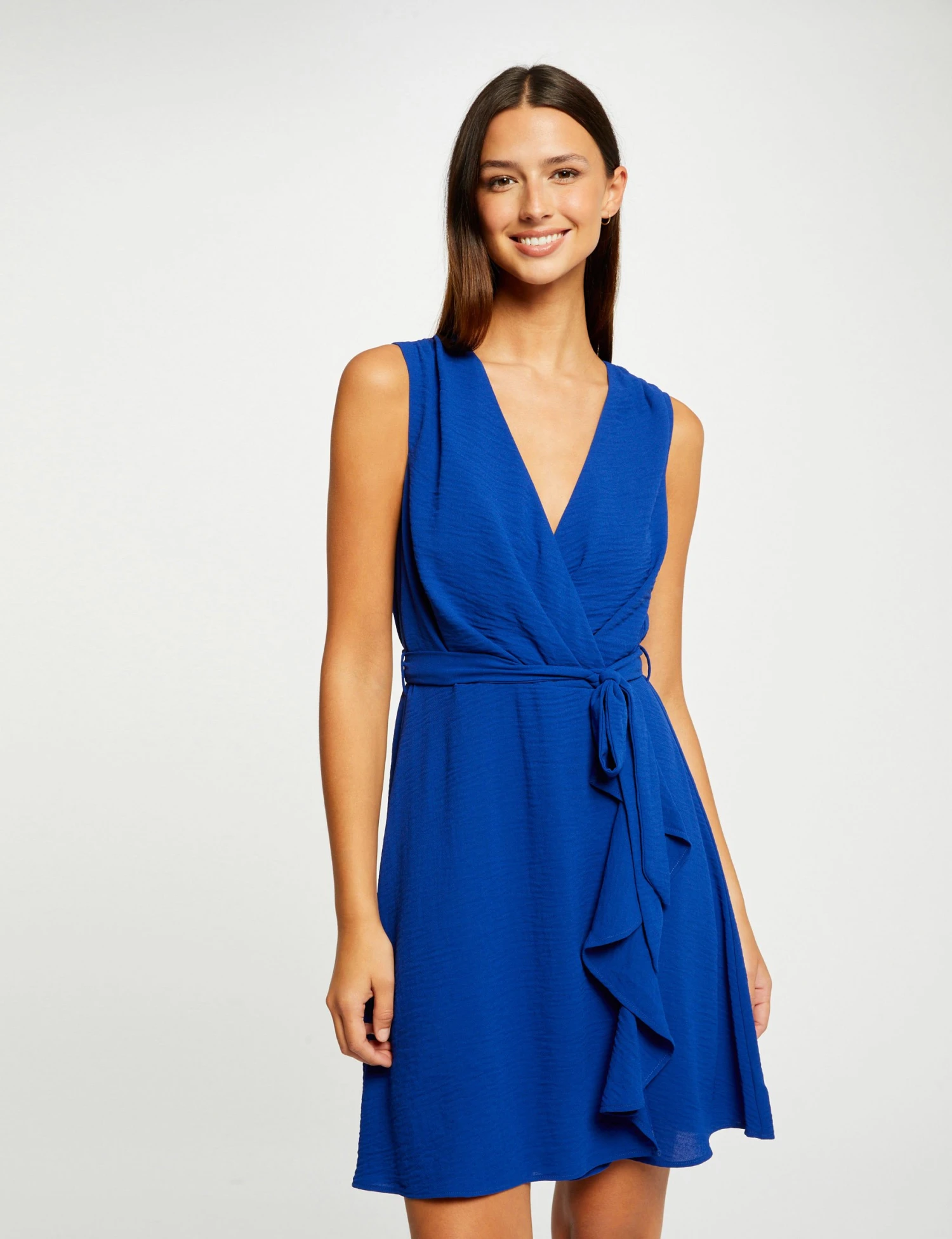 Robe Portefeuille Fluide Ceinturée Bleu Electrique Femme 1 Robe Portefeuille Fluide Ceinturée Bleu Electrique Femme