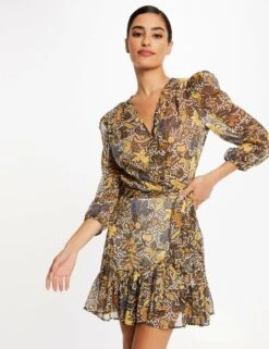 Robe Portefeuille Imprimé Végétal Multico Femme