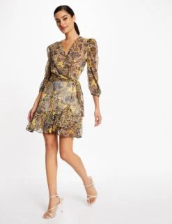 Robe Portefeuille Imprimé Végétal Multico Femme -EllePort Soldes robe portefeuille imprime vegetal multico femme vue5 32536300897050900