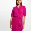 Robe Portefeuille Manches 3/4 Framboise Femme