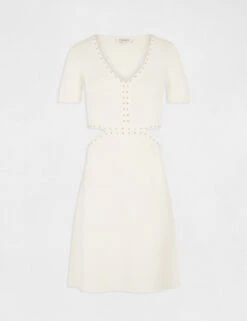 Robe Pull Ajustée à Clous Et Ouvertures Ecru Moyen Femme -EllePort Soldes robe pull ajustee a clous et ouvertures ecru moyen femme vue3 32536300946670213