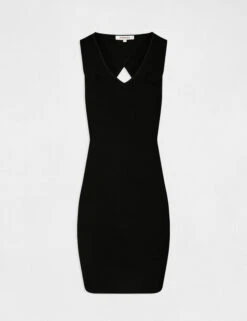 Robe Pull Ajustée Avec Ouverture Noir Femme -EllePort Soldes robe pull ajustee avec ouverture noir femme vue3 32536300943540100