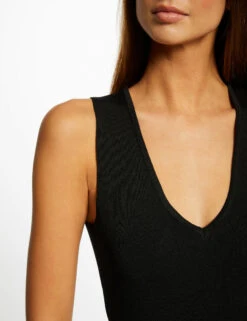 Robe Pull Ajustée Avec Ouverture Noir Femme -EllePort Soldes robe pull ajustee avec ouverture noir femme vue4 32536300943540100