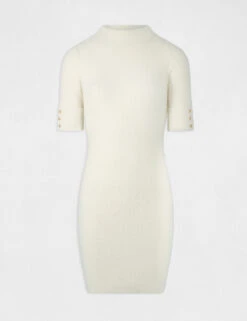 Robe Pull Ajustée Manches Courtes Ivoire Femme -EllePort Soldes robe pull ajustee manches courtes ivoire femme vue3 32536300950030203