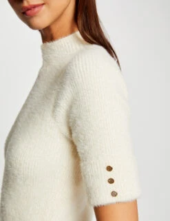 Robe Pull Ajustée Manches Courtes Ivoire Femme -EllePort Soldes robe pull ajustee manches courtes ivoire femme vue4 32536300950030203
