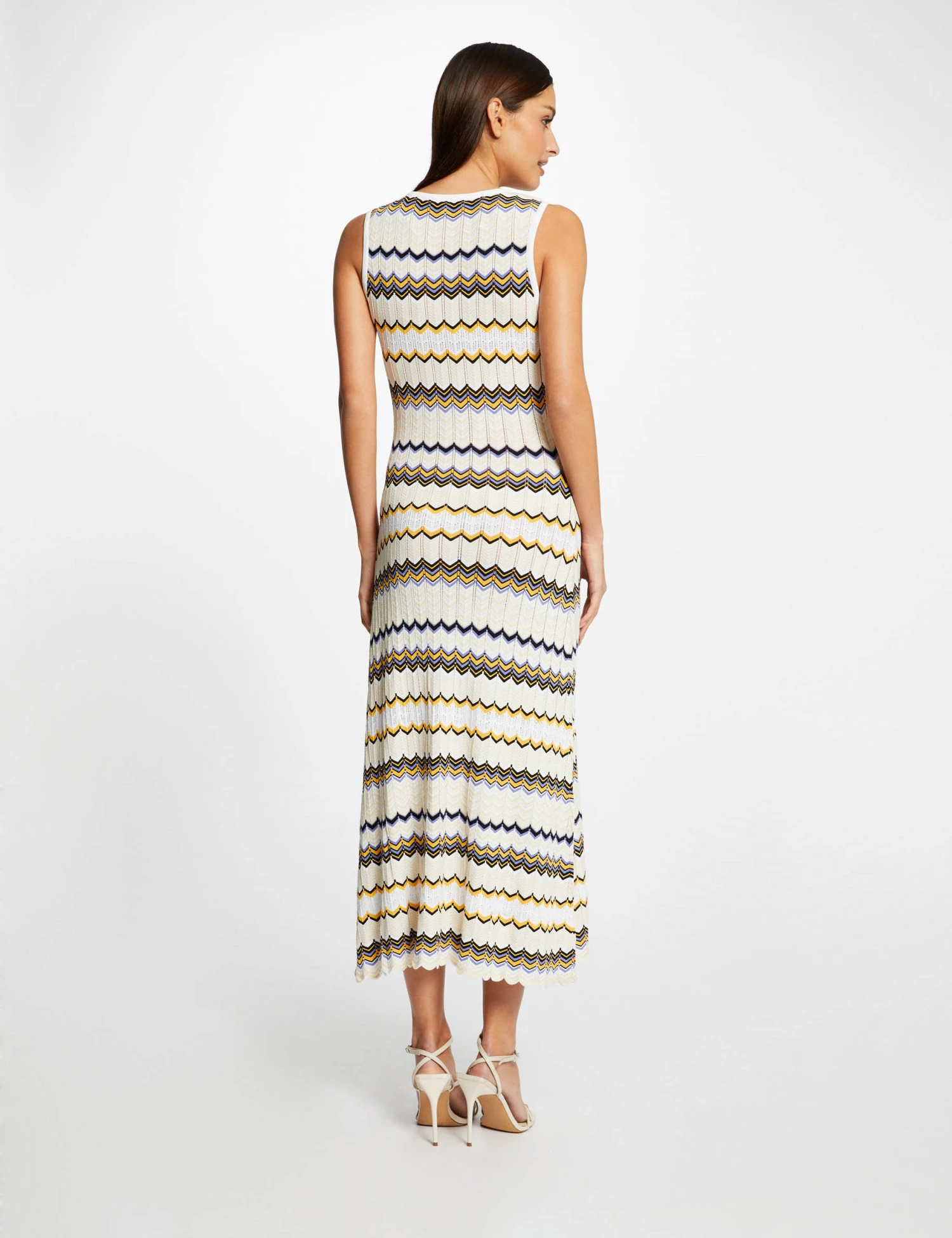 Robe Pull Longue Droite Imprimé Chevron Ivoire Femme 2 Robe Pull Longue Droite Imprimé Chevron Ivoire Femme – Image 2