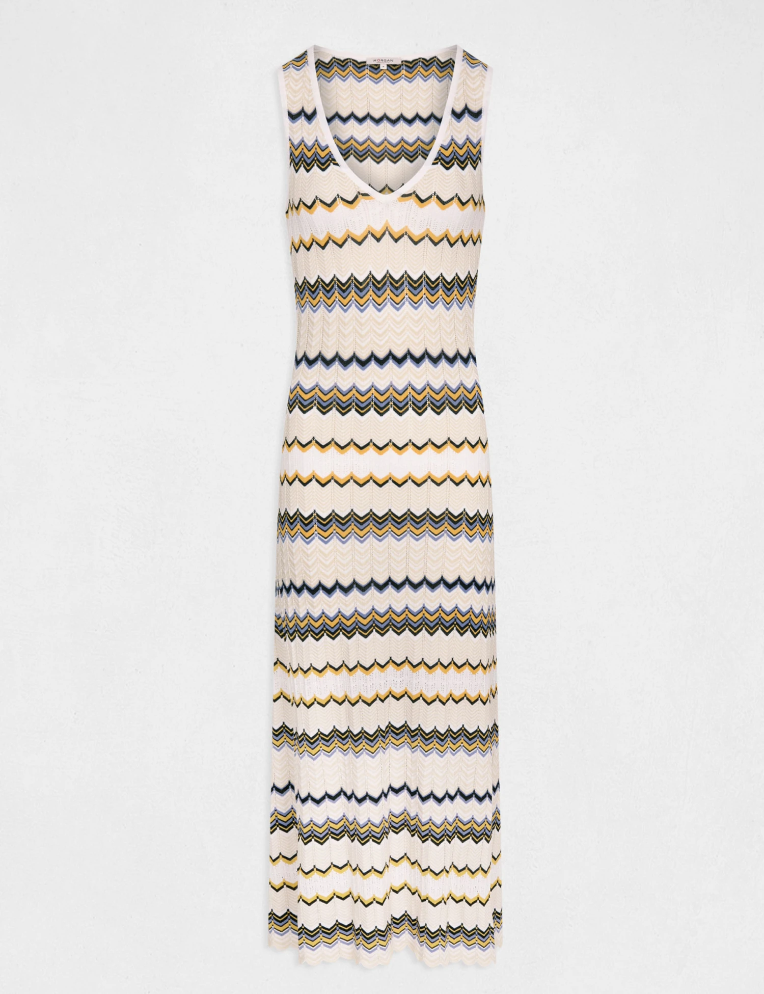 Robe Pull Longue Droite Imprimé Chevron Ivoire Femme 5 Robe Pull Longue Droite Imprimé Chevron Ivoire Femme – Image 5