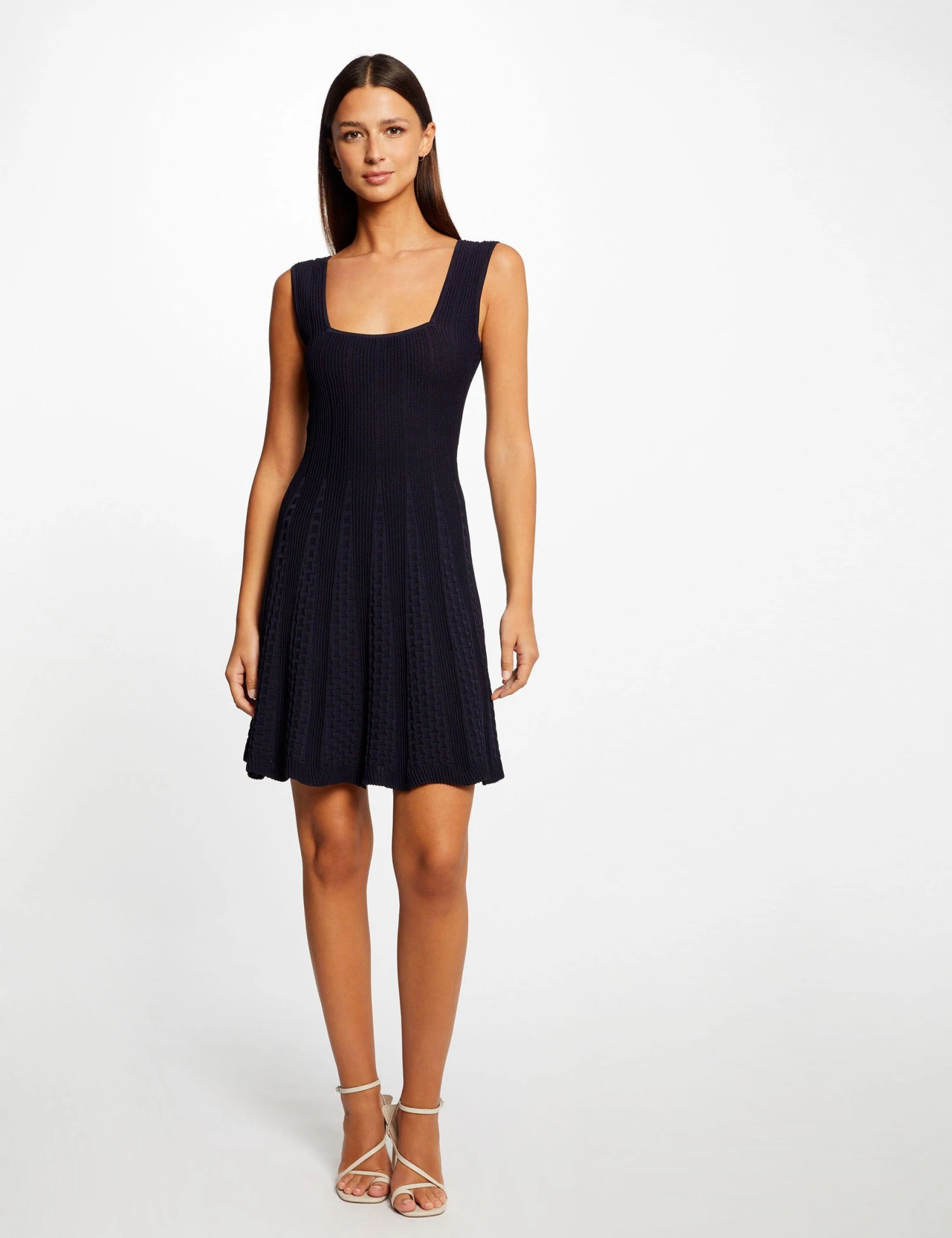 Robe Pull Patineuse à Bretelles Marine Femme 1 Robe Pull Patineuse à Bretelles Marine Femme