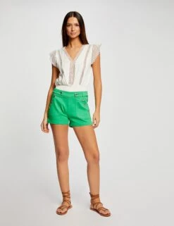 Short Ajusté à Pont Vert Femme
