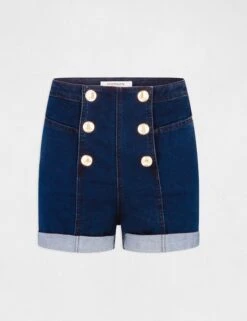 Short Ajusté à Ponts En Jean Jean Brut Femme -EllePort Soldes short ajuste a ponts en jean jean brut femme vue3 32536300941630305