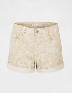 Short Ajusté Imprimé Cachemire Sable Femme -EllePort Soldes short ajuste imprime cachemire sable femme vue3 32536300938080205