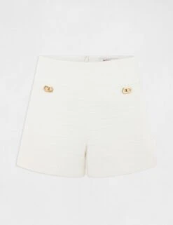 Short Ajusté Ornements Métalliques Ecru Femme -EllePort Soldes short ajuste ornements metalliques ecru femme vue3 32536300929480201