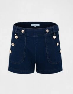 Short Avec Boutons Jean Brut Femme -EllePort Soldes short avec boutons jean brut femme vue3 32536300938060305