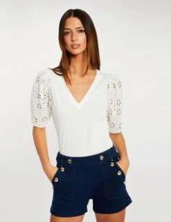 Short Avec Boutons Jean Brut Femme -EllePort Soldes short avec boutons jean brut femme vue5 32536300938060305