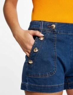 Short Avec Boutons Jean Stone Femme -EllePort Soldes short avec boutons jean stone femme vue4 32536300938060308