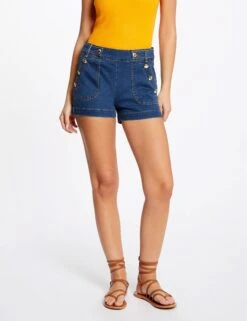 Short Avec Boutons Jean Stone Femme -EllePort Soldes short avec boutons jean stone femme vue6 32536300938060308