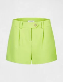 Short City Droit à Pinces Anis Femme -EllePort Soldes short city droit a pinces anis femme vue3 32536300938270604