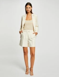 Short City Droit à Pinces Ecru Moyen Femme 7 Short City Droit à Pinces Ecru Moyen Femme -EllePort Soldes short city droit a pinces ecru moyen femme vue5 32536300941720213